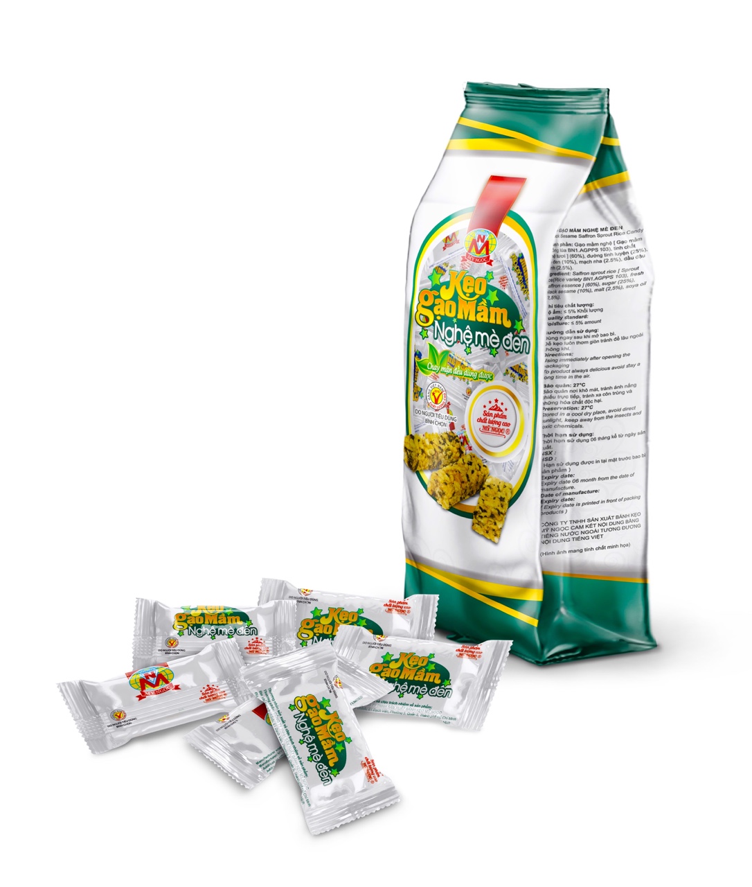 190g Kẹo giòn GẠO MẦM mè đen NGHỆ, CHAY MẶN đều dùng được, GIÒN tan THƠM mè đen CÓ nghệ GIẢM VIÊM tăng đề kháng