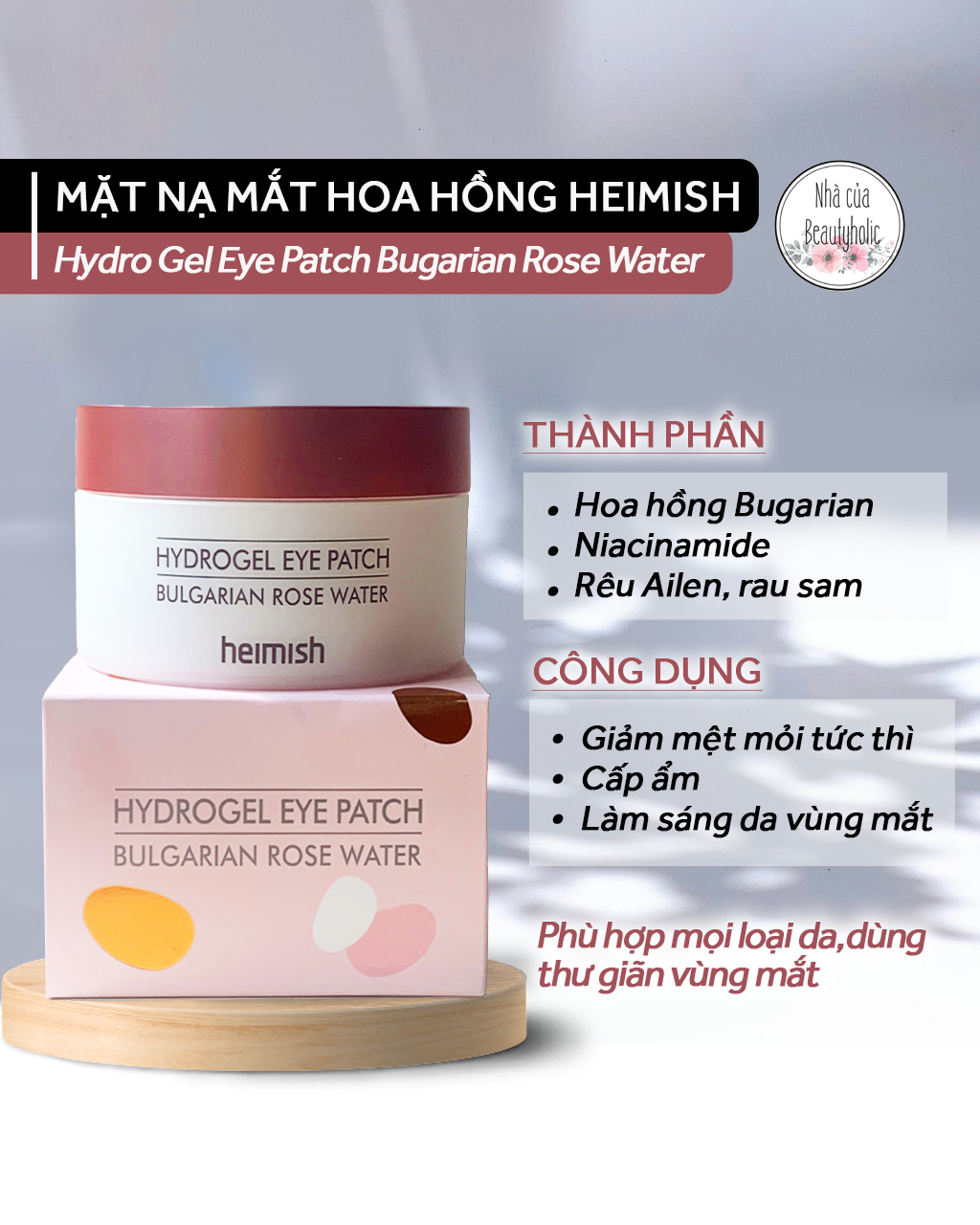 Mặt nạ mắt heimish bulgarian rose water hydrogel eye patch