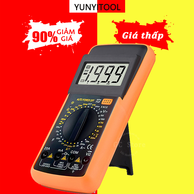Đồng hồ vạn năng đo điện DT9205A, Đồng hồ đo điện điện tử,Đồng hồ đo điện tử tự động,đo điện áp, ampe, diode,có pin