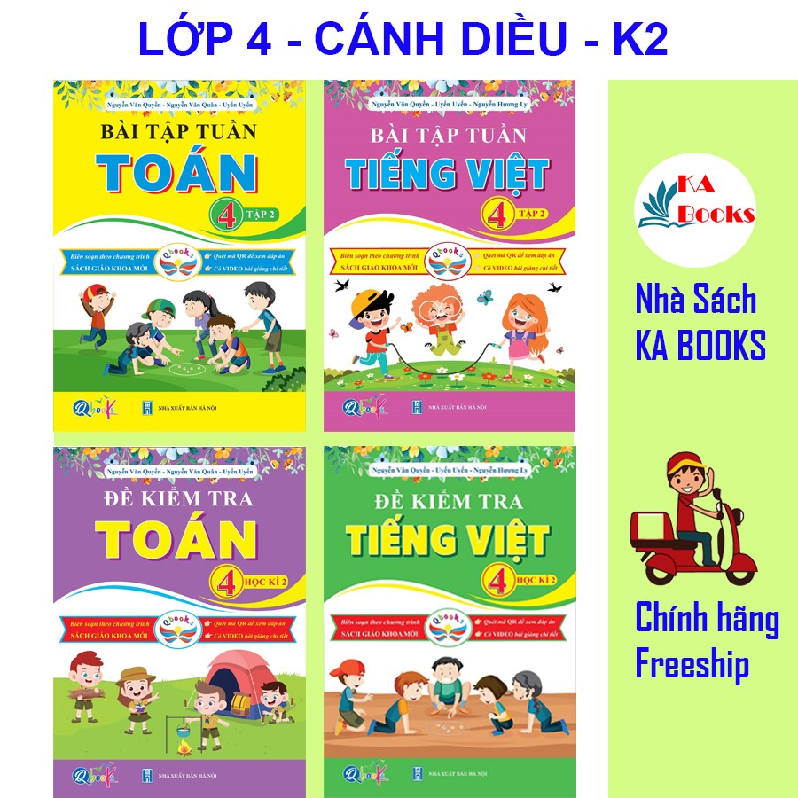 Sách - Combo Bài Tập Tuần và Đề Kiểm Tra Toán và Tiếng Việt lớp 4 - Cánh diều - Học Kì 2 (4 cuốn)