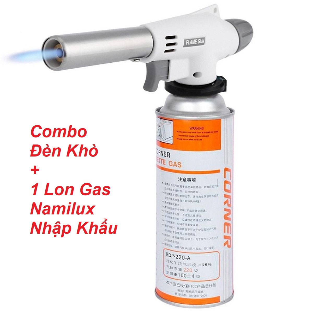 [ Combo 1 Đèn Khò và 1 Lon Gas Namilux ] Đèn Khò Bình Gas Mini Có mồi lửa No:920 An Toàn - Bền Bỉ - Hiệu Quả