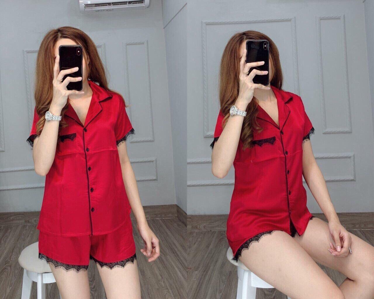 Đồ bộ pizama đùi trơn cho nữ