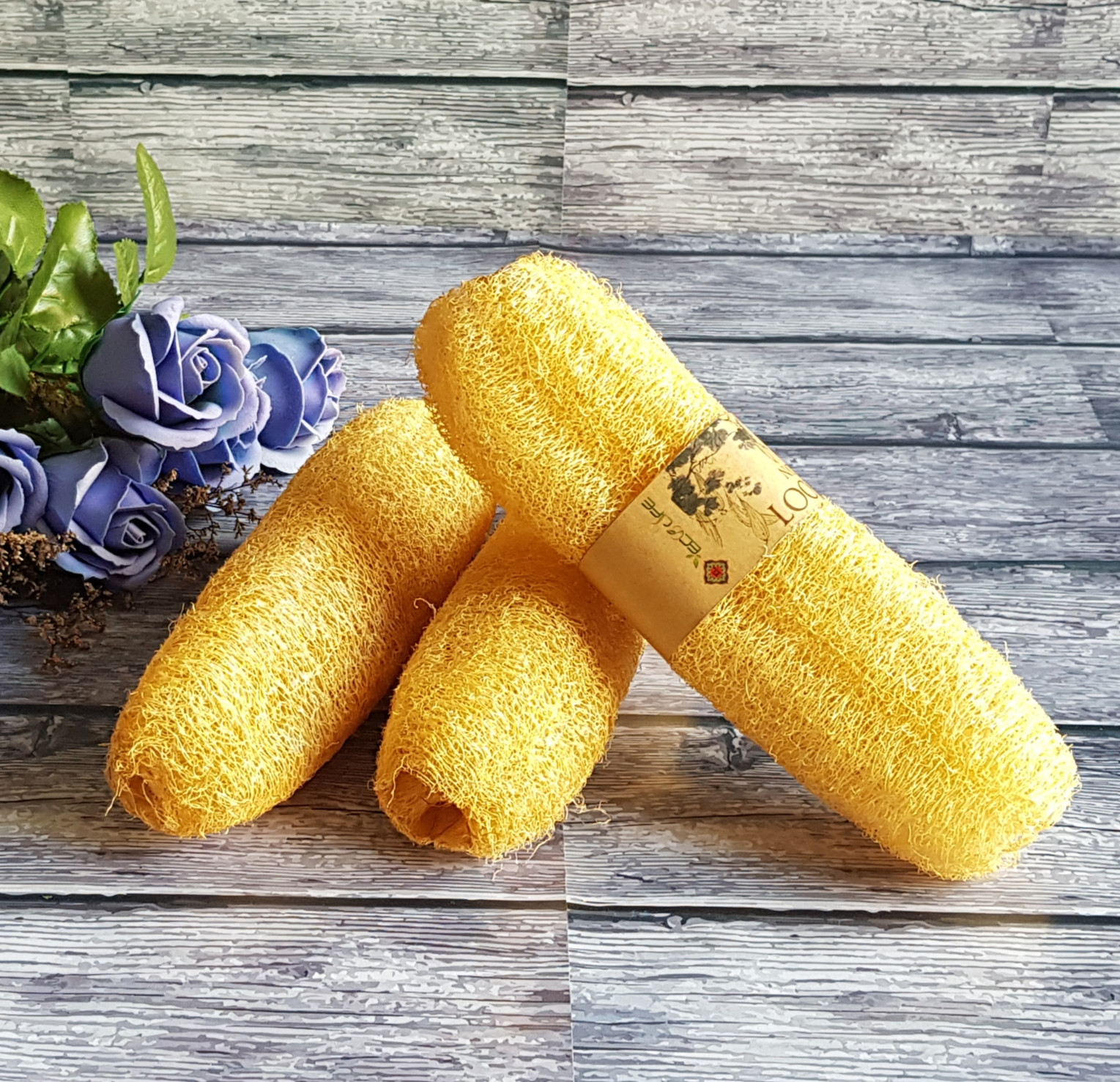 Combo Xơ mướp nguyên trái ECOLIFE KOREA (15 - 19 cm) - rửa chén, tắm tẩy tế bào chết, làm đồ handmade