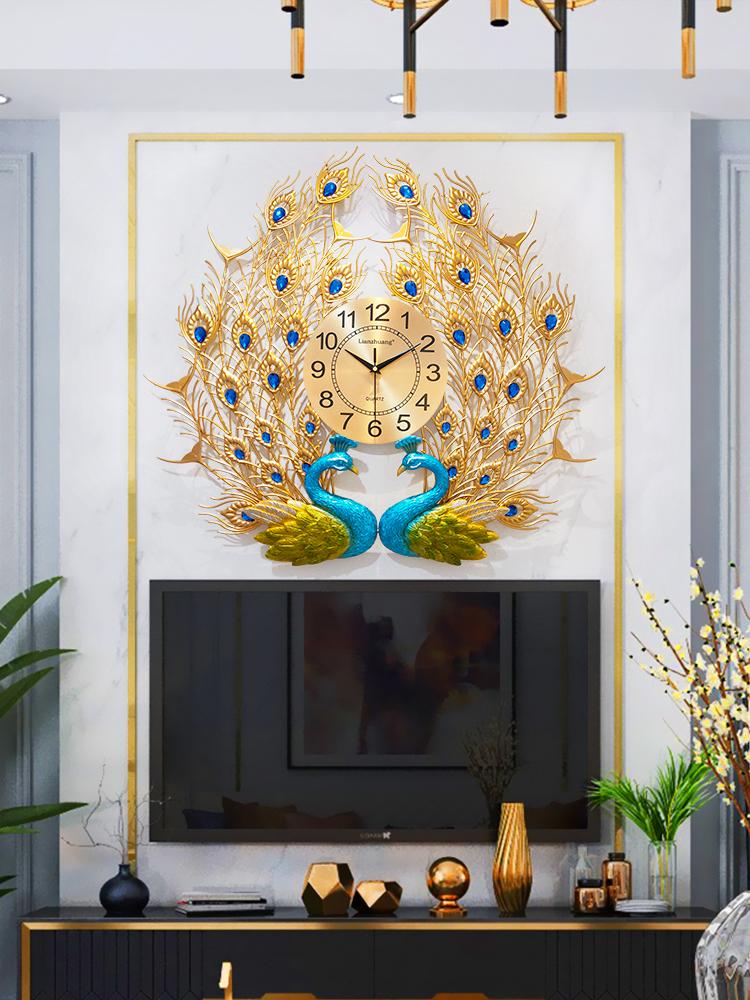 Đồng hồ trang trí,Đồng Hồ Treo Tường , Dùng làm quà tặng tân gia , khách sạn , phòng khách rất đẹp và sang trọng -chim công Đôi cho phòng khách rộng và đep(công 2 đầu tròn)