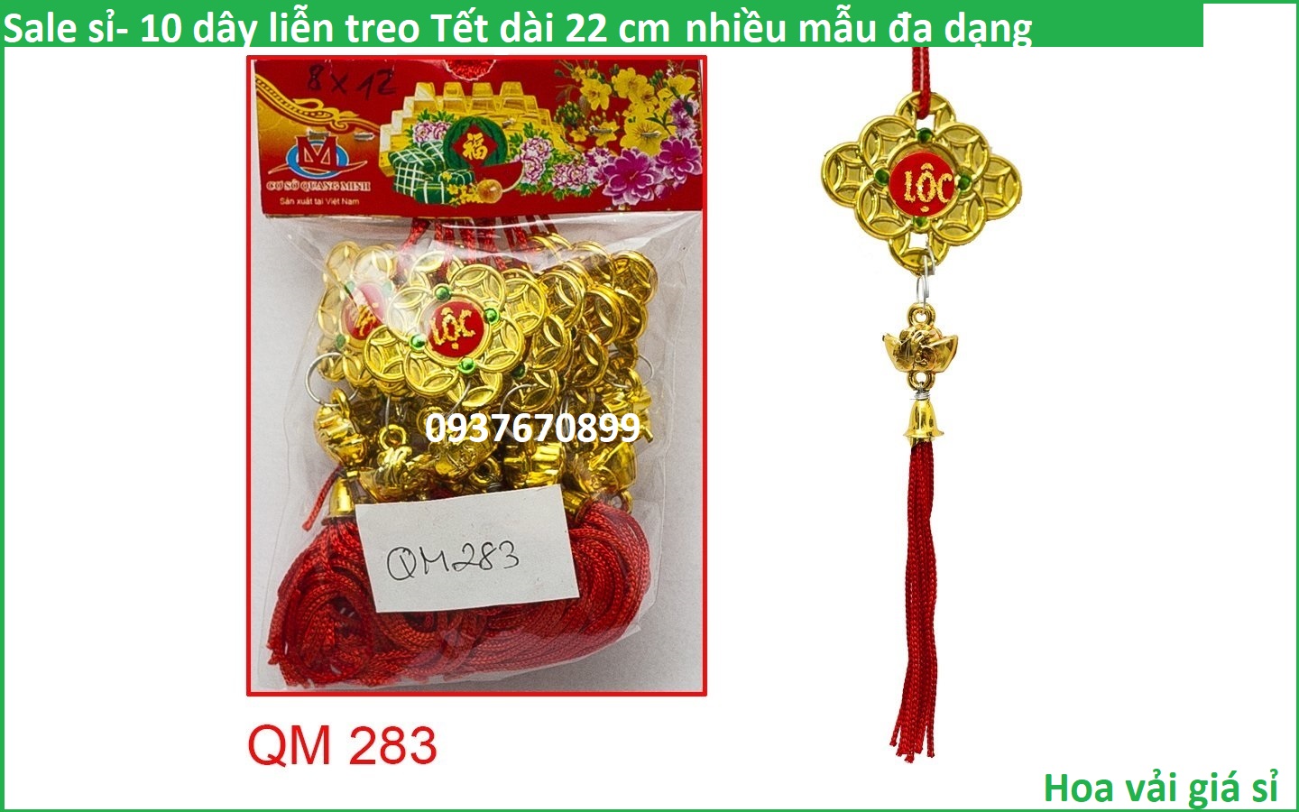 Sale sỉ-10 dây LIỄN, khánh treo mai, đào, trang trí Tết, nhiều mẫu đa dạng-dài 22 cm-25 cm