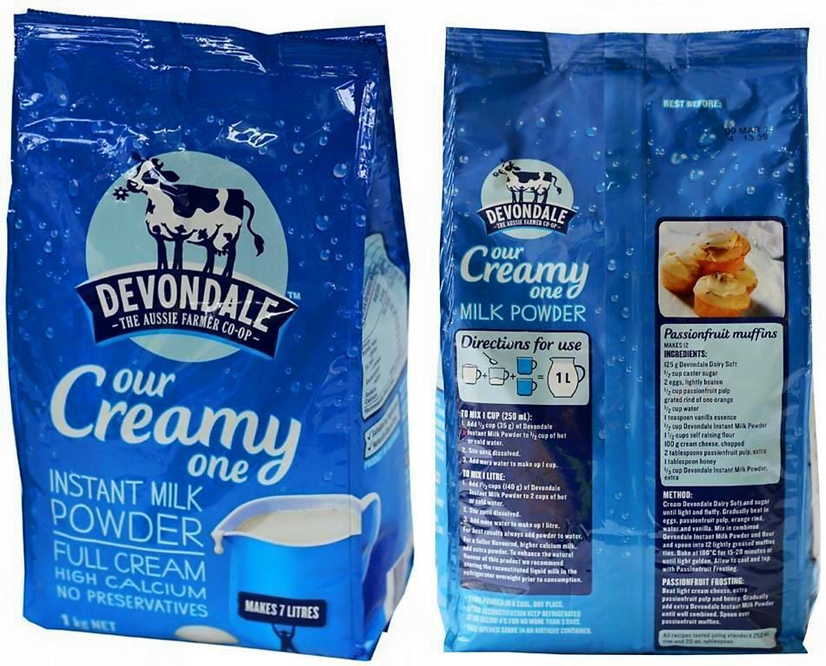 Sữa bột nguyên kem Devondale Full Cream 1kg Úc