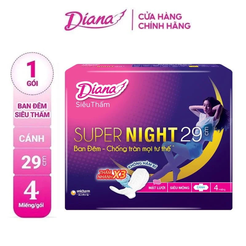 Băng Vệ Sinh Diana Siêu Thấm Supernight 29cm