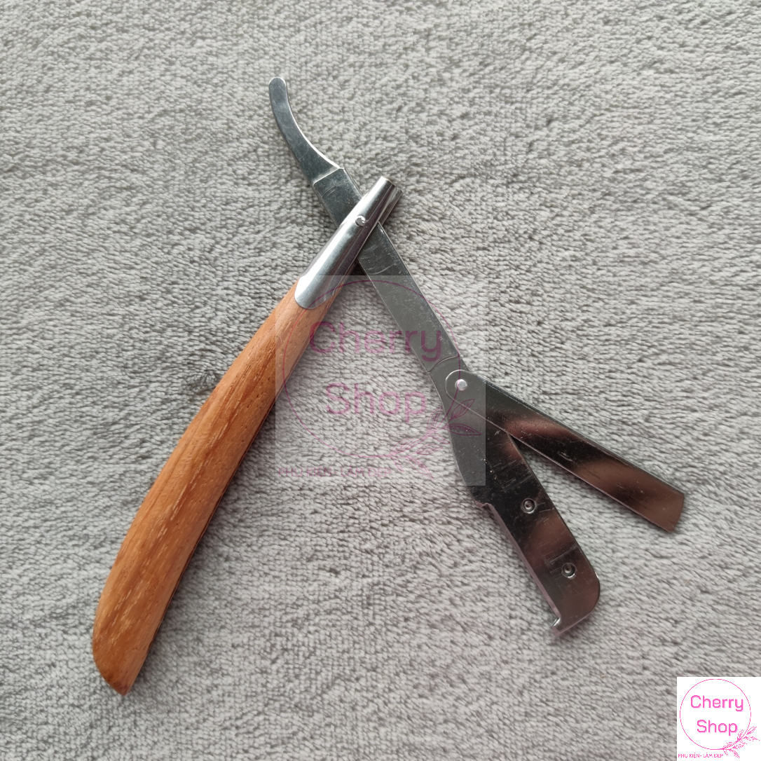 Dao Cạo Râu Dao Cạo Lông Mặt Inox Cán Gỗ Chuyên Nghiệp