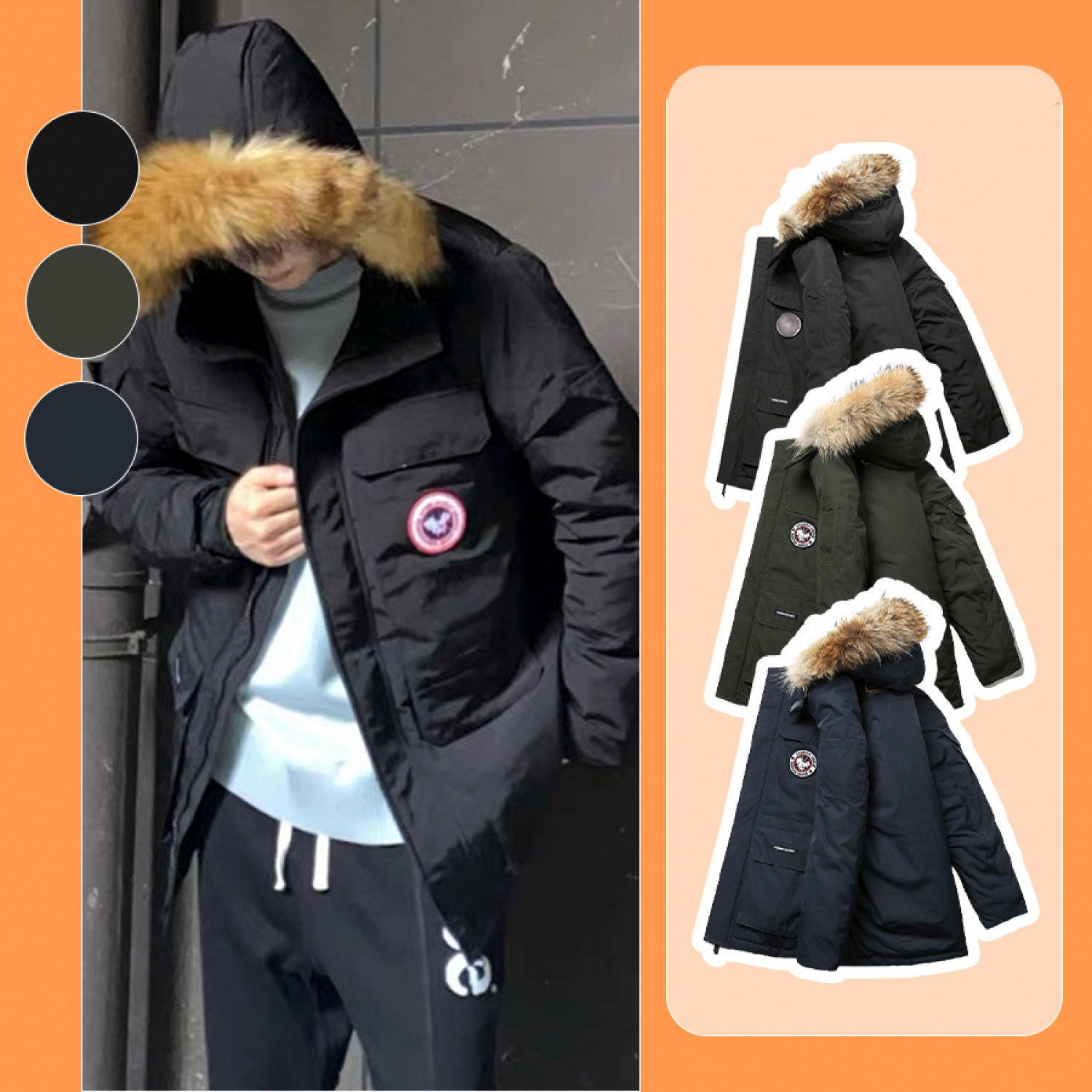 Áo khoác nam mùa đông kaki lót lông có mũ - Áo phao áo đại hàn Parka Hàn Quốc dáng dài fom rộng cao cấp Shop Haul - AP-B01