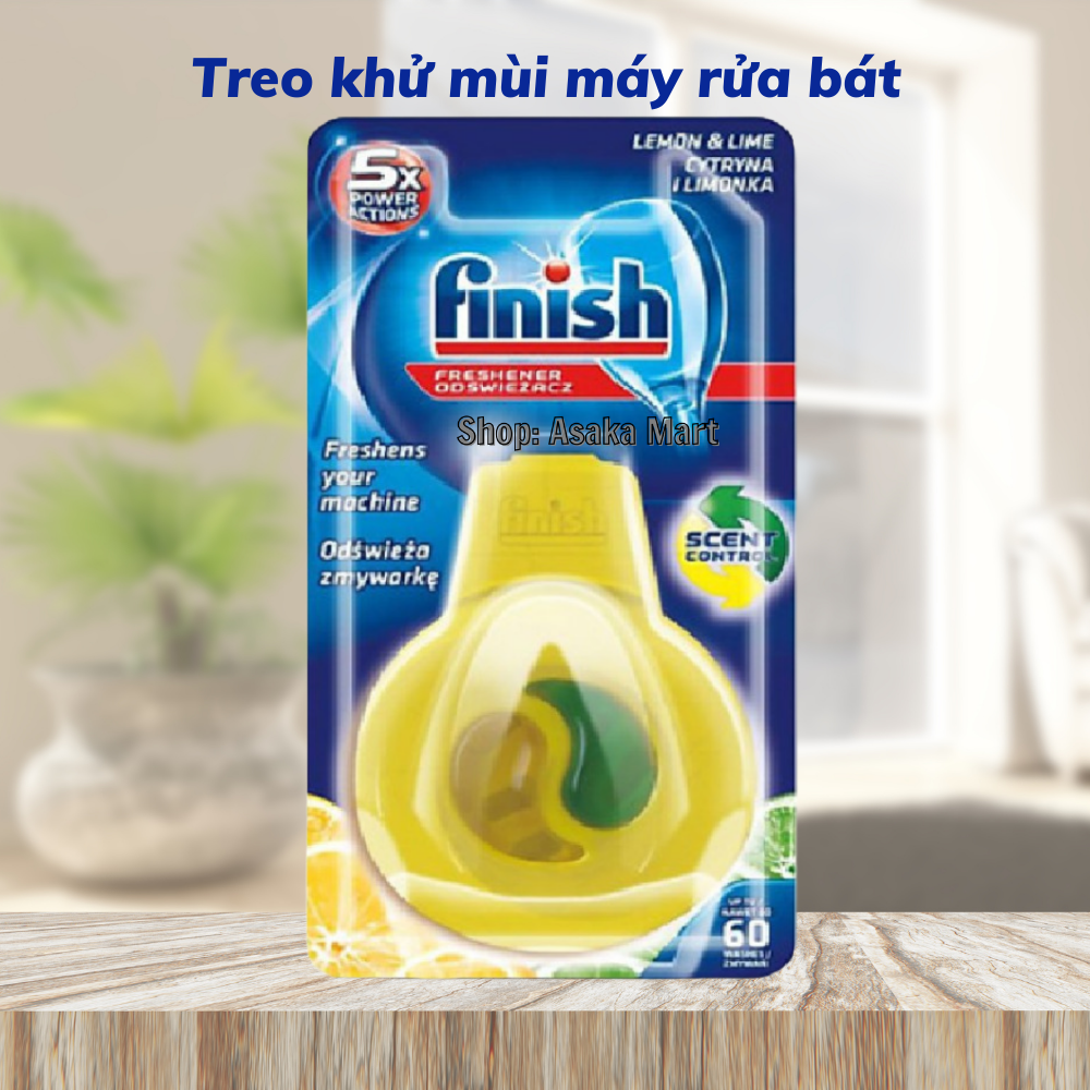 Viên treo khử mùi máy rửa bát finish hương chanh hương soda dùng cho máy rửa bát chén