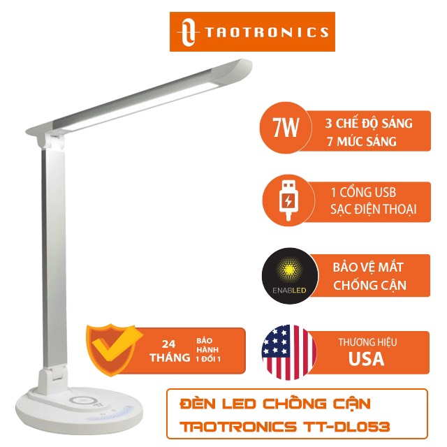 Đèn chống cận taotronics tt-dl13 12w, 5 chế độ sáng và 7 mức sáng - hàng chính hãng