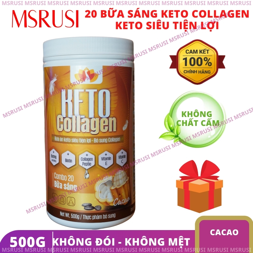 [HCM]Keto Collagen 500g vị Cacao - HERA MILK - Bữa Ăn Keto Giảm Béo Giảm Eo Đơn Giản Tại Nhà An Toàn Hiệu Quả - MSRUSI