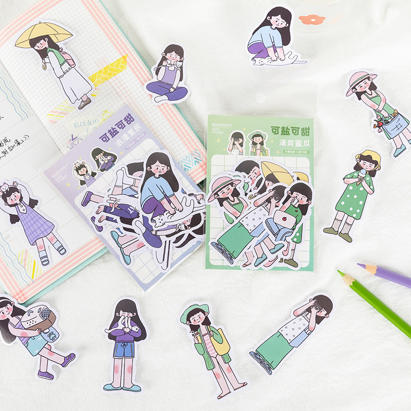16 sticker bé gái trang trí dễ thương