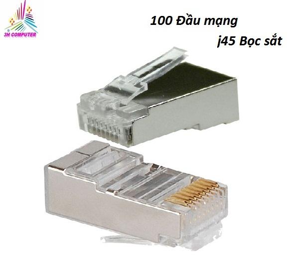 (HCM) Đầu bấm mạng RJ45  (Bịch 100 hạt mạng Sắt ) sắt chống nhiễu Đầu mạng RJ45 hộp 100 hạt (Bọc sắt)