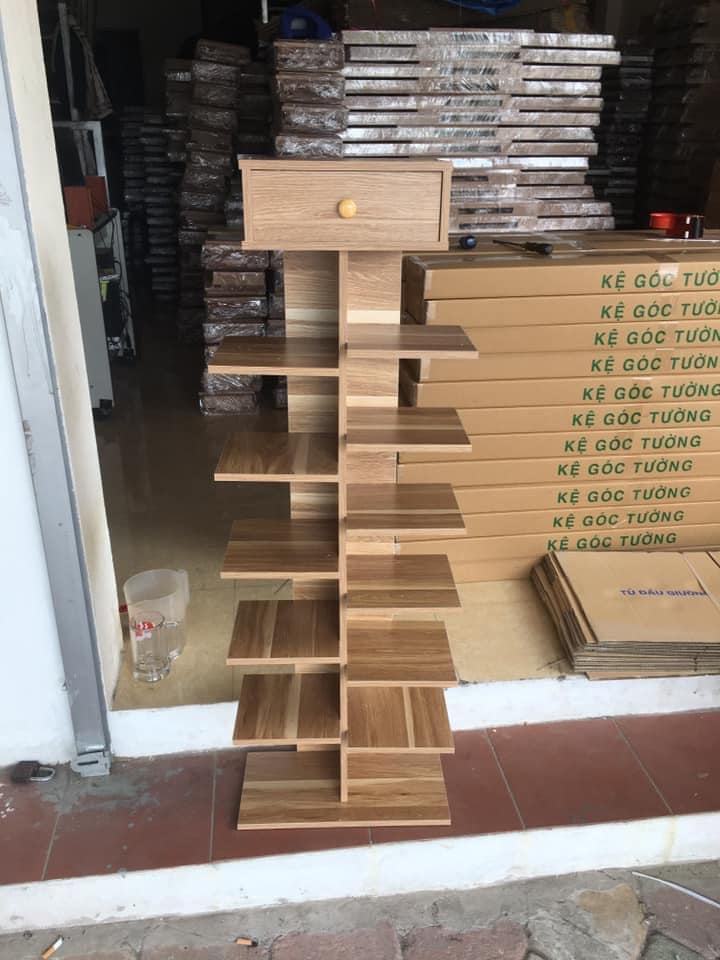 Kệ giày gỗ công nghiệp cao cấp hình cây 7 tầng có ngăn kéo tiện lợi