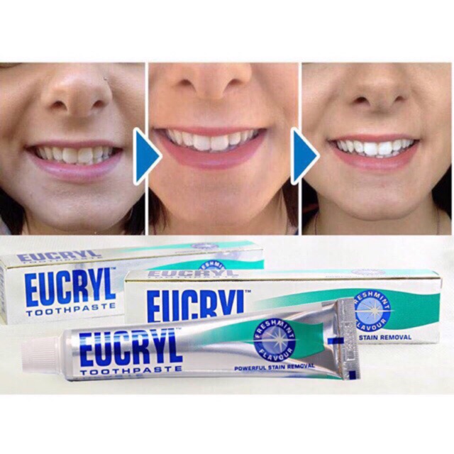 Chính hãng kem đánh răng bạc hà tẩy trắng eucryl toothpaste 62g