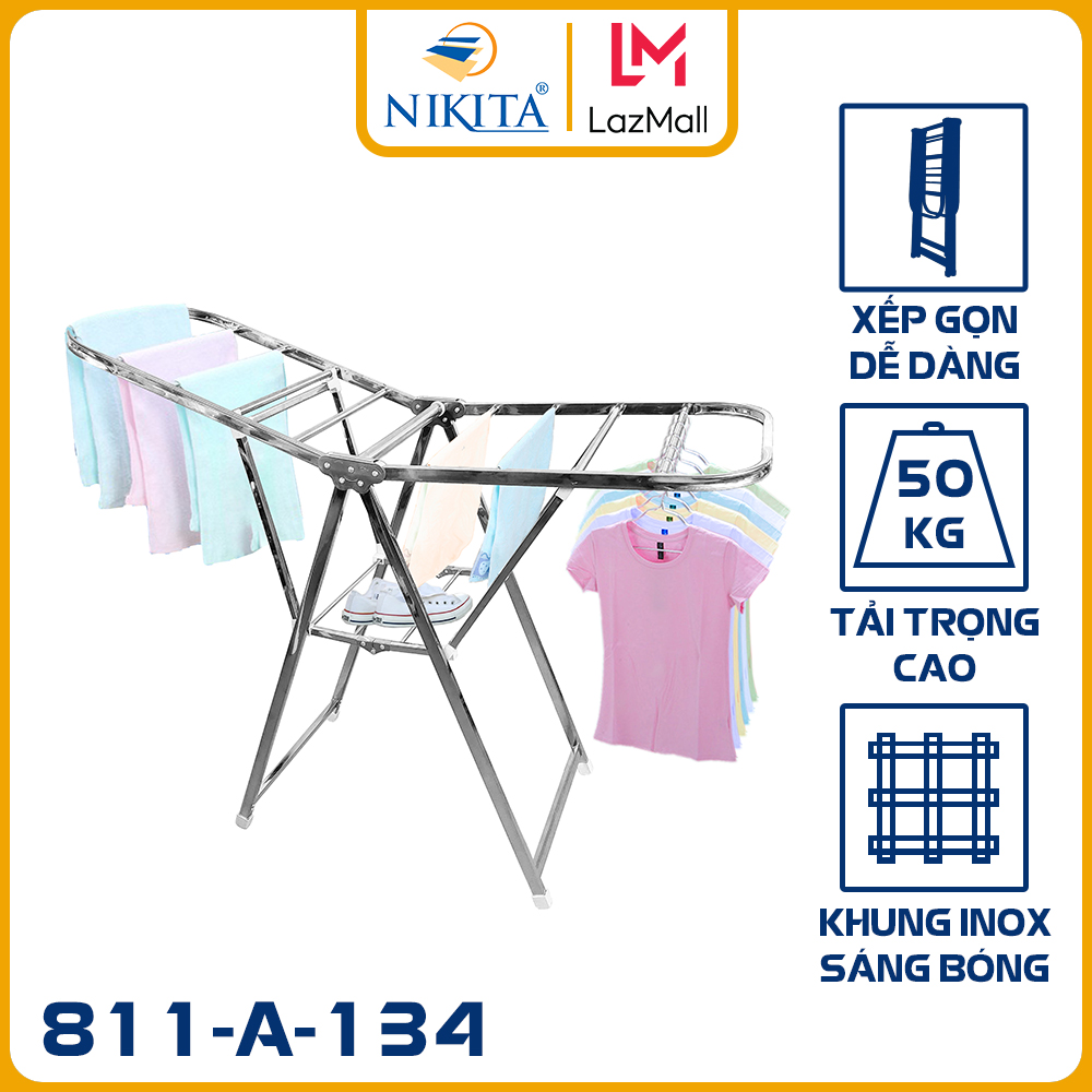 Giá phơi, giàn phơi, kệ phơi đồ inox gấp gọn đa năng  - Chính hãng NIKITA 811A