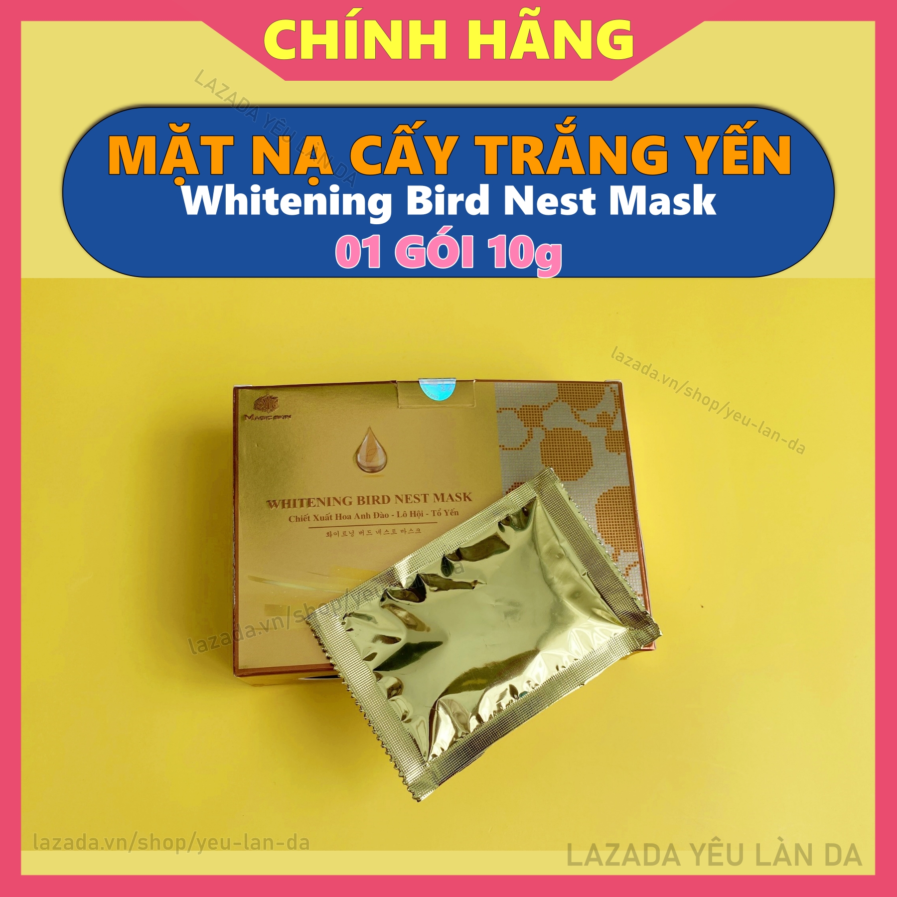 Mặt Nạ Cấy Trắng Yến Magic Skin WHITENING BIRD NEST MASK | Nâng Tone Mờ Nám [01 gói lẻ/dùng 1 tuần] 10gr