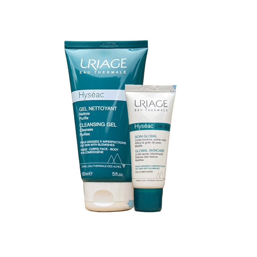 Uriage - Combo Gel rửa mặt Hyseac Gel 150ml và kem Hyseac 3 Regul 40ml ngăn ngừa mụn thâm se khít lỗ chân lông