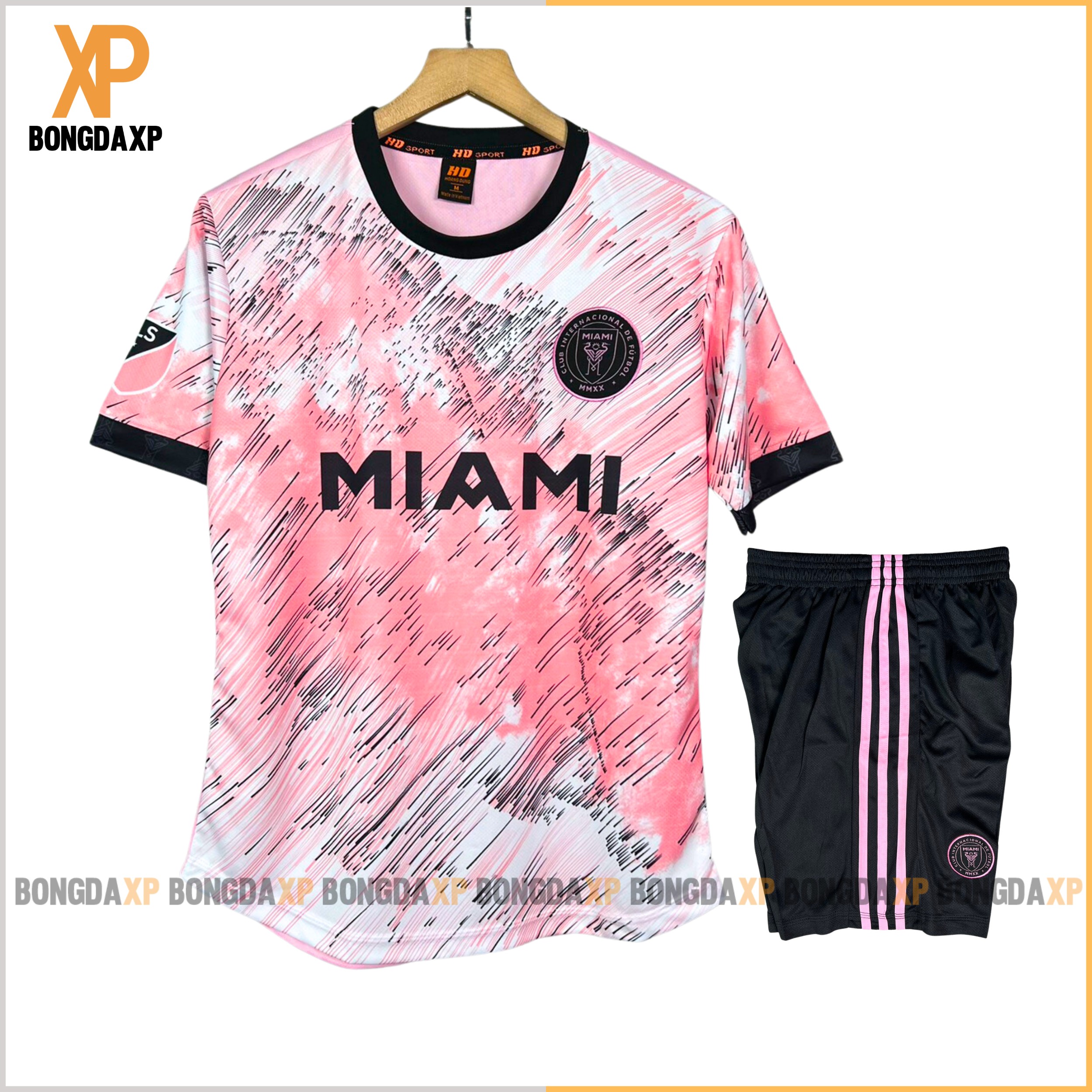 Quần áo bóng đá, đồ đá banh CLB Inter Miami Hồng Vải mè kim cao cấp