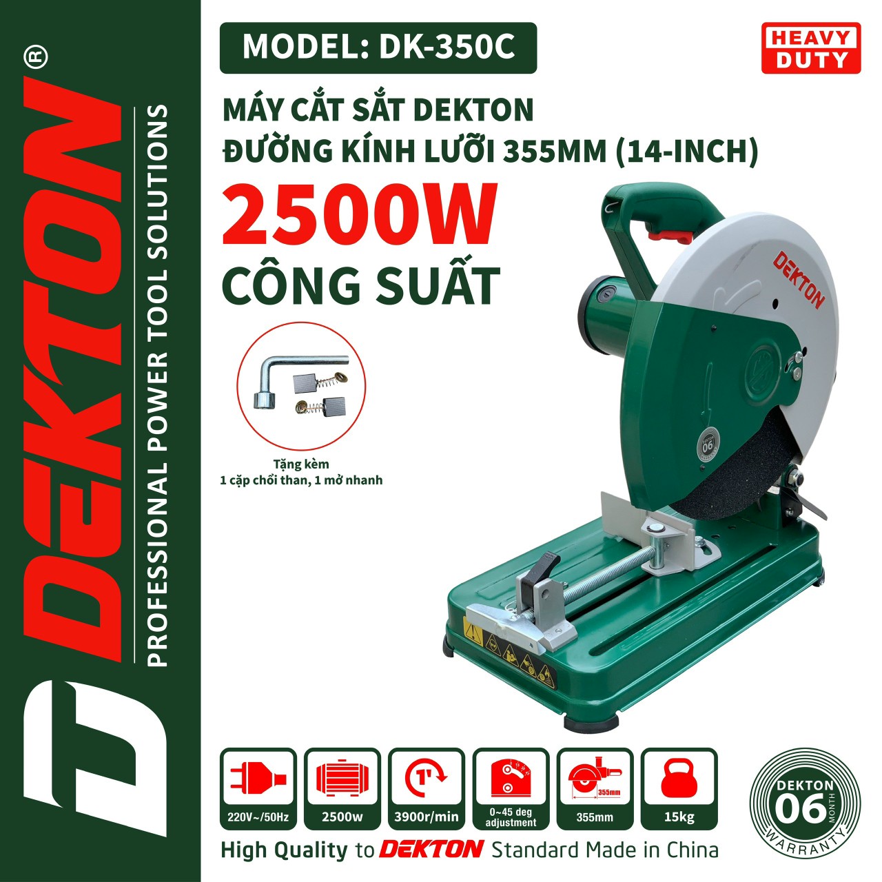 Máy cắt sắt dekton dk-350c 355mm bảo hành 6 tháng.mý kèmluwowix cắt 355mm