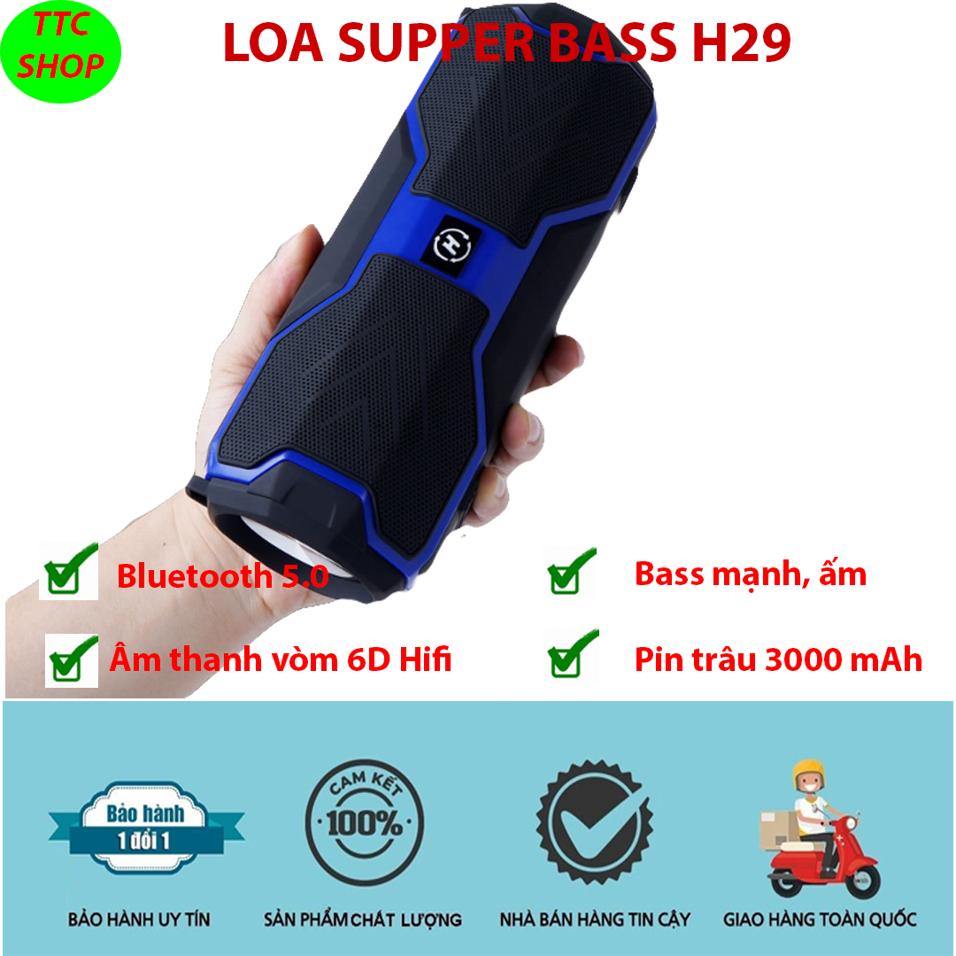 Loa nghe nhac,loa bluetooth 5.0 h29, loa dã ngoại, loa bluetooth karaoke, loa bluetooth âm thanh lớn, loa bluetooth bass mạnh