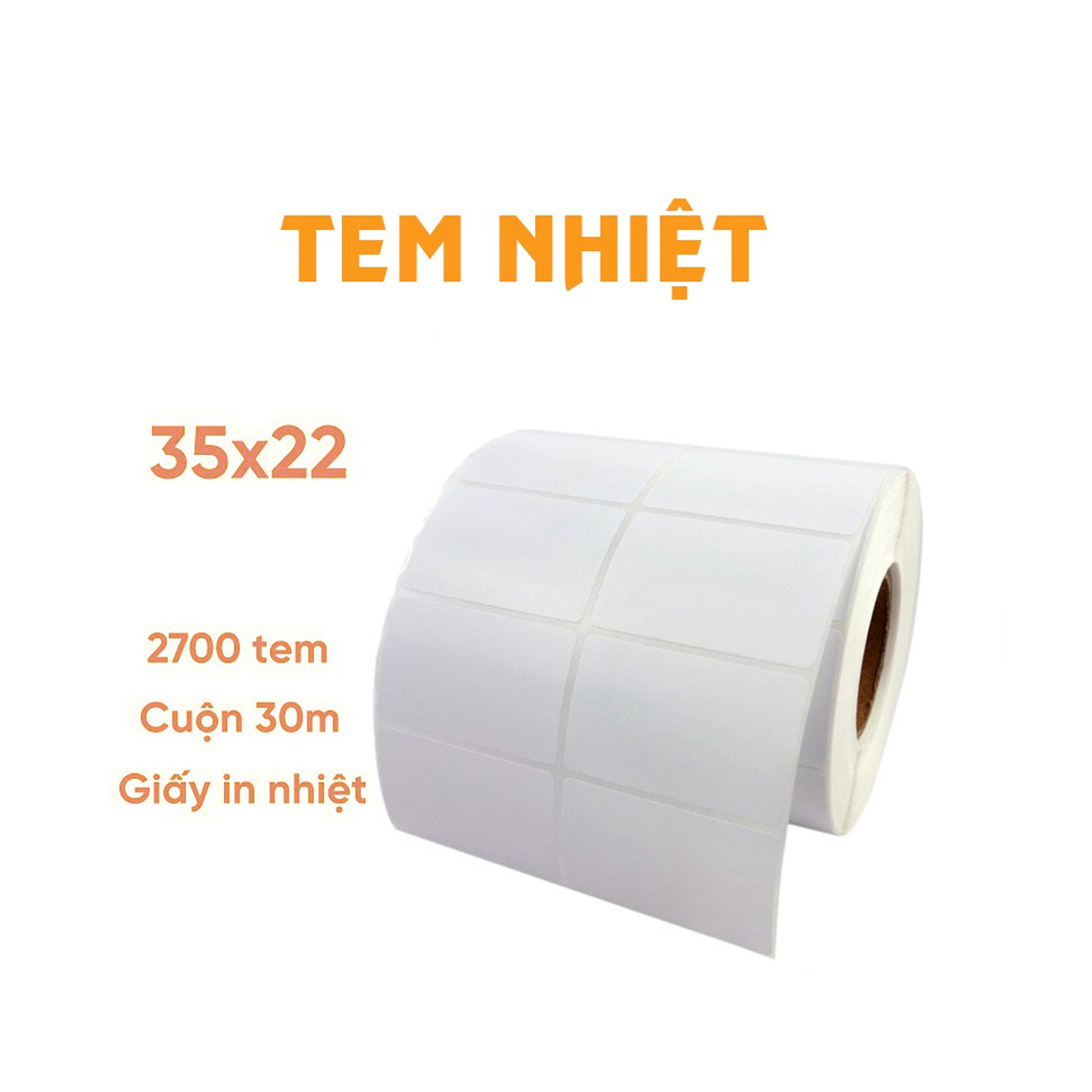 Giấy in mã vạch in nhiệt 35x22 khổ K80 2 hàng tem cuộn 30m
