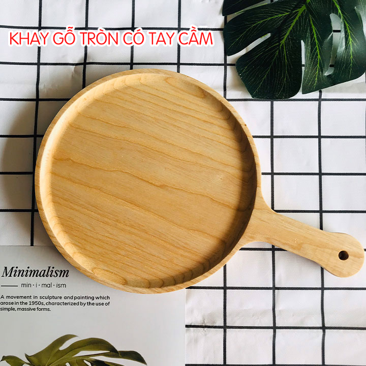 [HÀNG LOẠI 1]Khay Gỗ Tròn Tần Bì Nguyên Khối - Khay Đựng Pizza,  Decor Bếp Phòng Ăn - Khay Gỗ Tròn Có Cán  Đa Dạng Kích Thước