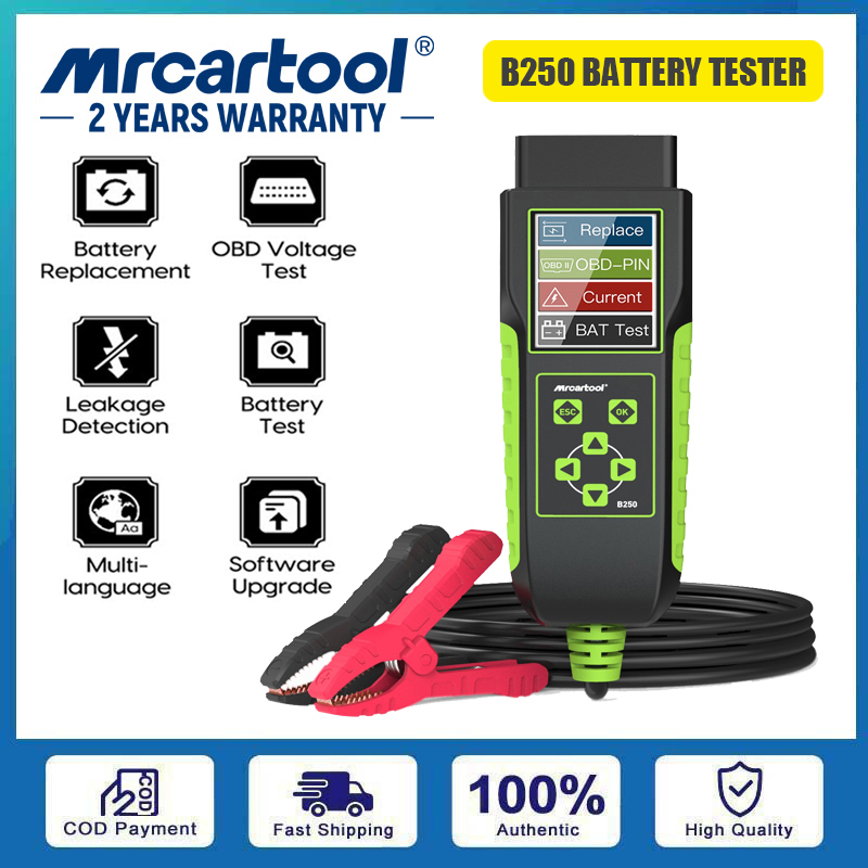 Mrcartool b250 máy kiểm tra pin dụng cụ chẩn đoán ô tô kiểm tra điện áp obd kiểm tra thay thế ắc quy ô tô nhiều kiểm tra ắc quy với chức năng phát hiện rò rỉ điện