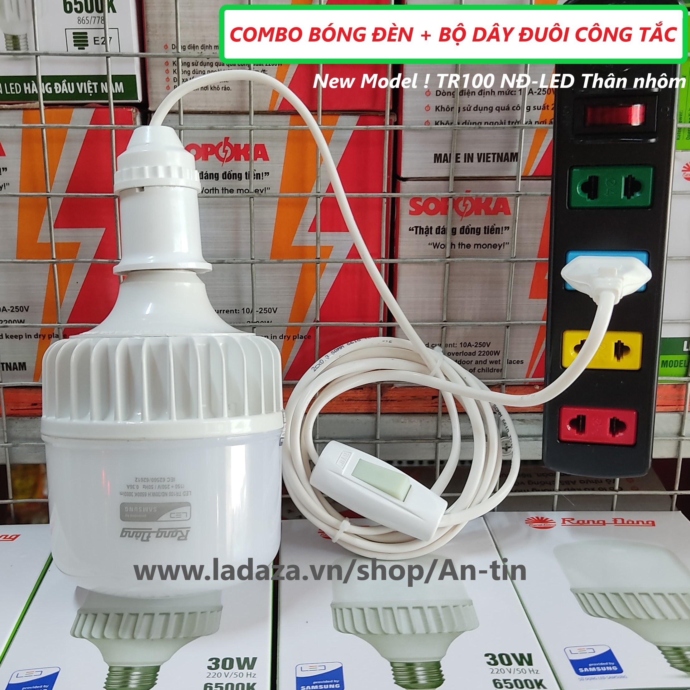 Combo Bóng đèn LED 30w Rạng Đông và bộ dây đuôi đèn có công tắc ráp sẵn NIVAL