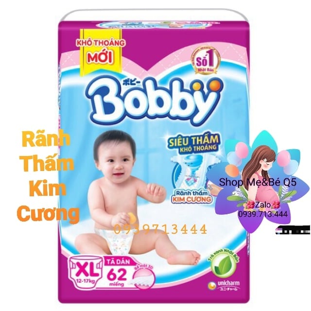 Tã dán bobby siêu thấm size xl62