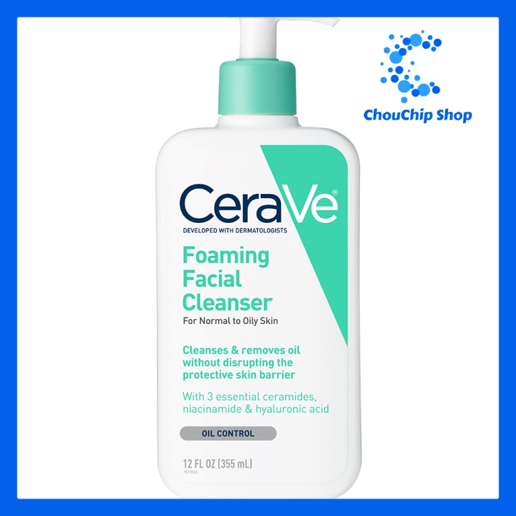 [HCM]Sữa rửa mặt cho da thường đến dầu Cerave Foaming Facial Cleanser 355ml