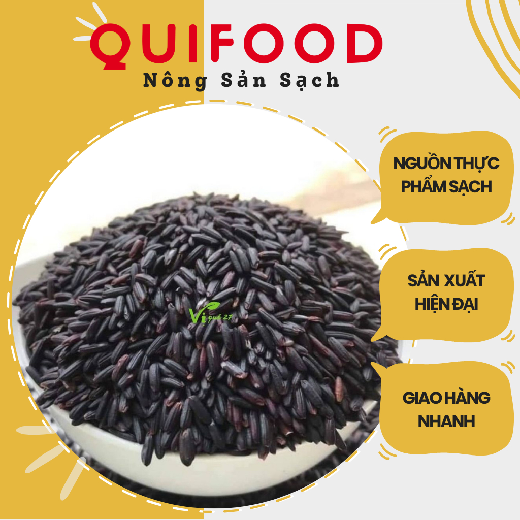 Gạo lứt đen tây bắc 500g/1 kg - gạo lứt đen hữu cơ cho người ăn kiêng - gạo lứt dẻo thơm ngon - quifood