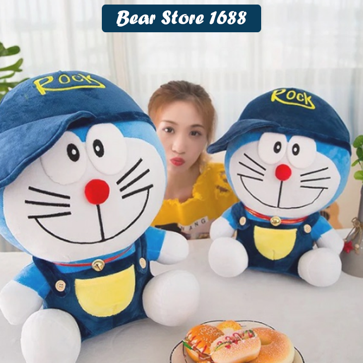 Gấu Bông Doremon Đội Mũ Chất Liệu Vải Nhung Mềm Mịn Đáng Yêu Nghộ Nghĩnh