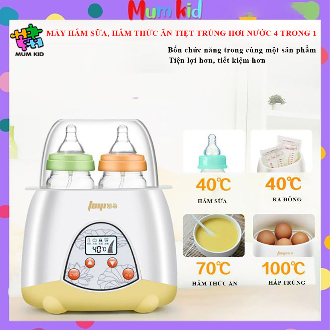 Máy hâm sữa và thức ăn siêu tốc 4 chức năng, máy ủ sữa và tiệt trùng bình sữa tiện lợi, loại lớn hâm 2 bình cùng lúc, an toàn tiện lợi, bảo hành 12 tháng, lỗi đổi mới trong 7 ngày đầu nhận hàng