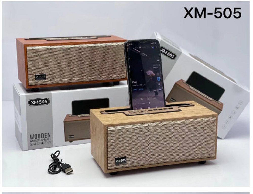 Loa bluetooth XM520, XM505 Bass mạnh, siêu trầm , thiết kế vỏ gỗ dạng thanh để bàn