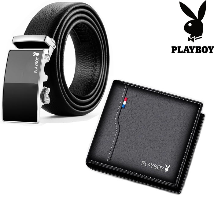 Bộ đôi thắt lưng da ví da nam playboy