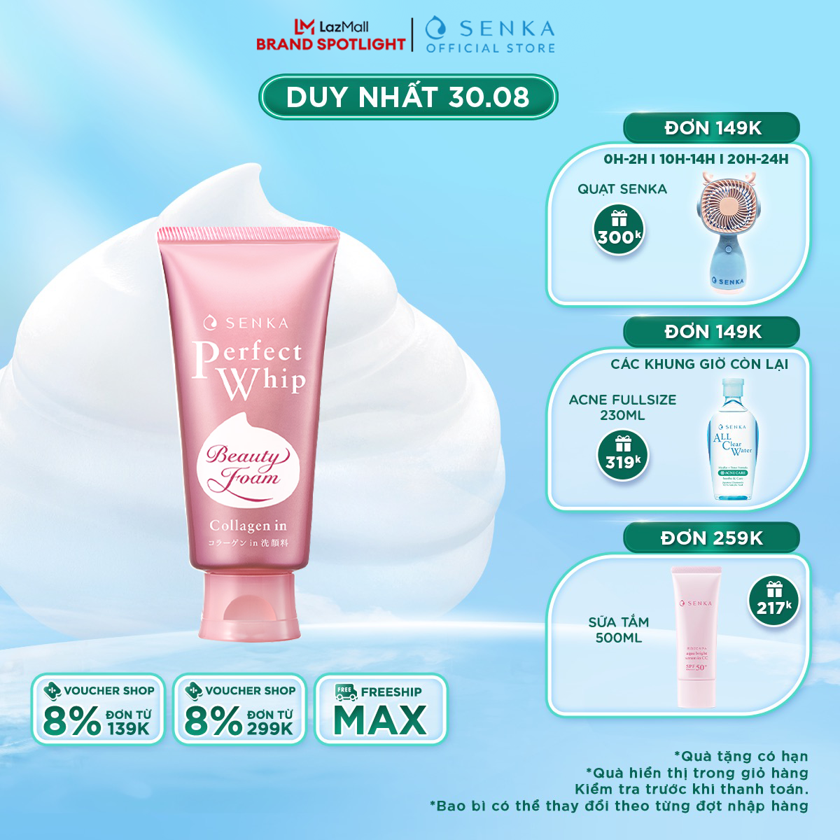 Sữa rửa mặt tạo bọt Collagen cho da khô, sạch sâu ngừa lão hóa SENKA PERFECT WHIP COLLAGEN IN 120G