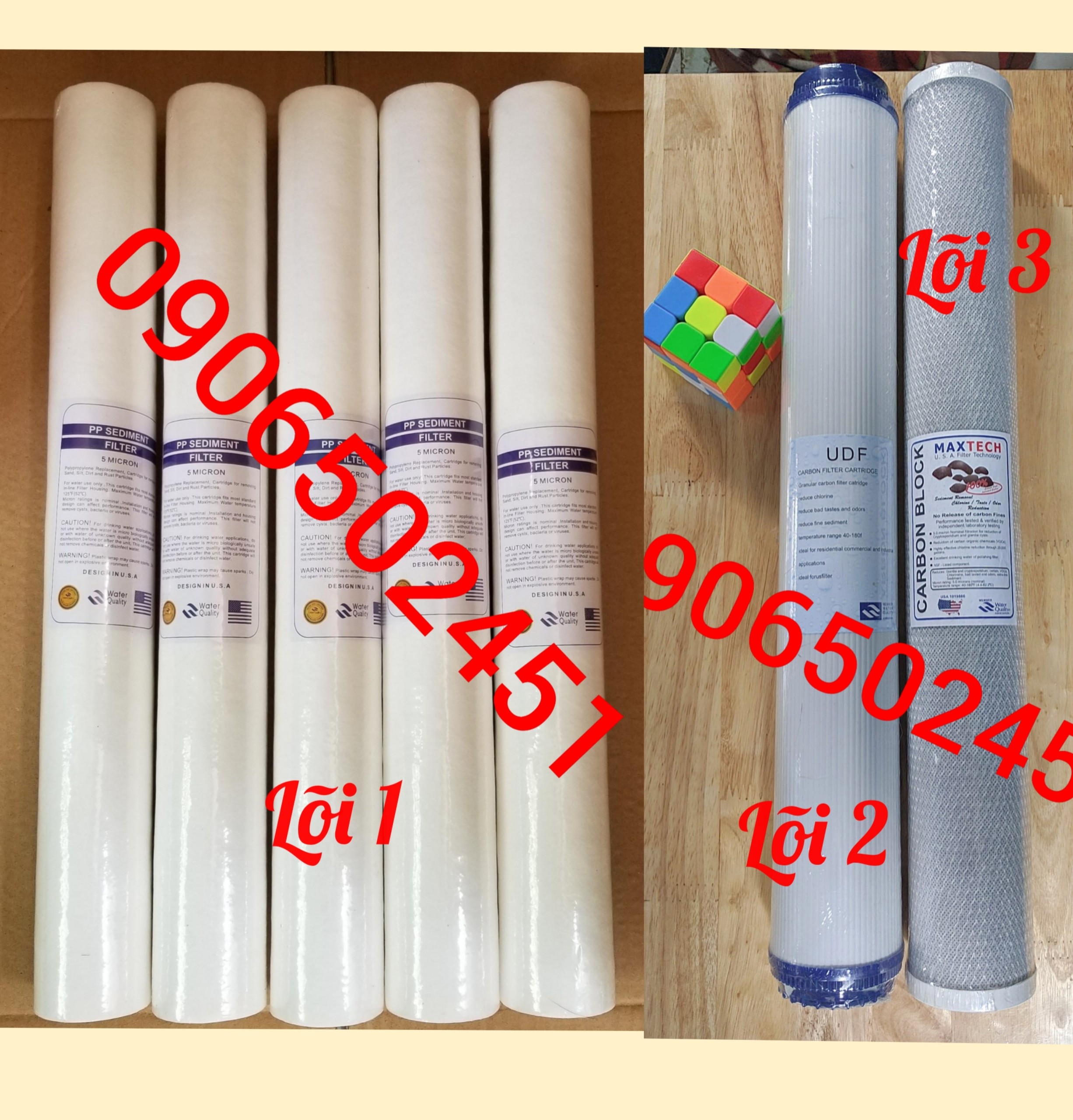 [HCM]Bộ 7 lõi lọc thô 20 inch dùng cho các loại máy lọc nước gồm 5 lõi số 1 & 1 lõi 2 & 1 lõi3)