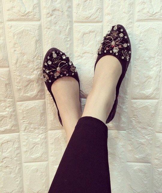 Giày bệt nữ đế dẻo đính đá