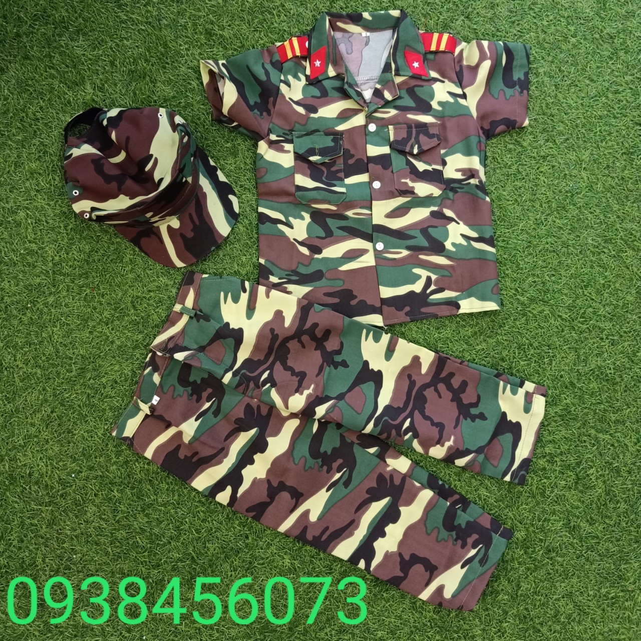 Đồ Bộ Đội Trẻ Em Kèm Nón Tai Bèo Đầy Đủ Size Cho Khách Lựa Chọn