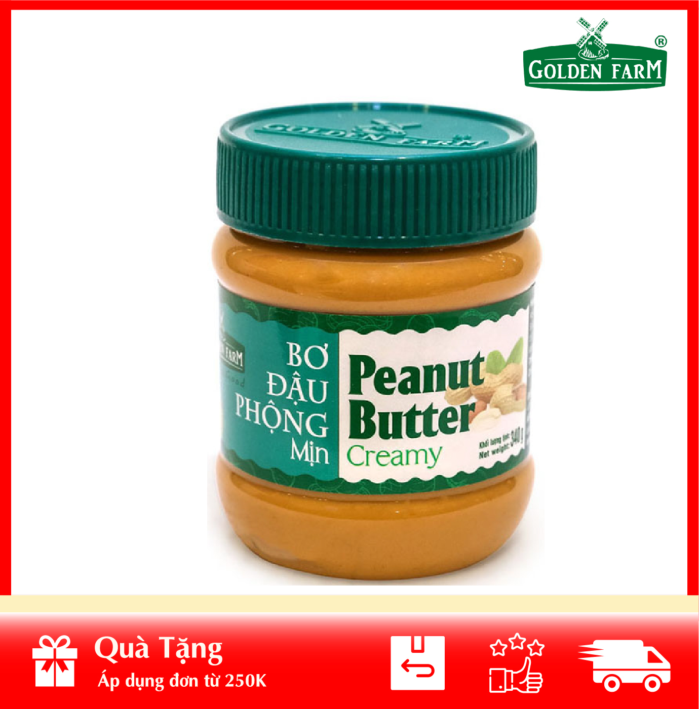 Bơ Đậu Phộng Mịn Golden Farm - Peanut Butter