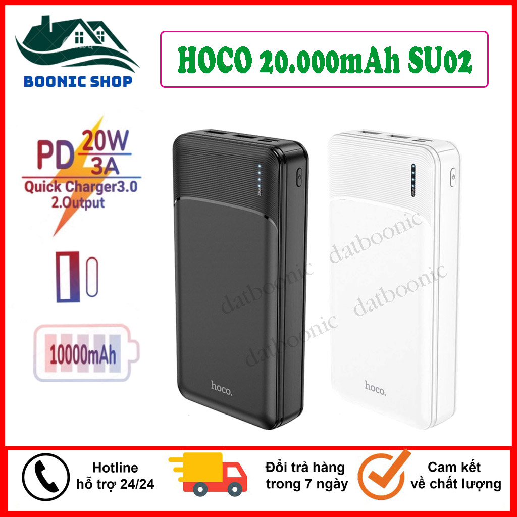 Cục pin sạc dự phòng điện hoco su02 20000 mah - bản nâng cấp hỗ trợ sạc nhanh - dung lượng chuẩn 20000 mah - cục pin sạc dự phòng điện thoại thông minh hoco 20000 mah chính hãng