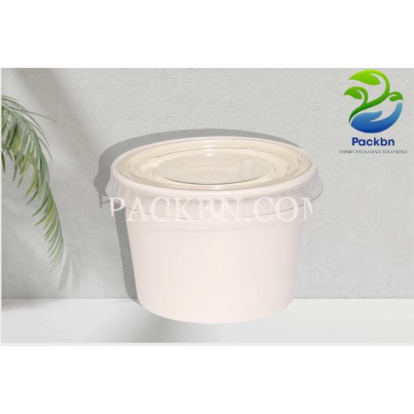 50 cốc giấy đựng kem, sữa chua 120ml 40z kèm nắp, loại 2 pe cao cấp, màu trắng trơn