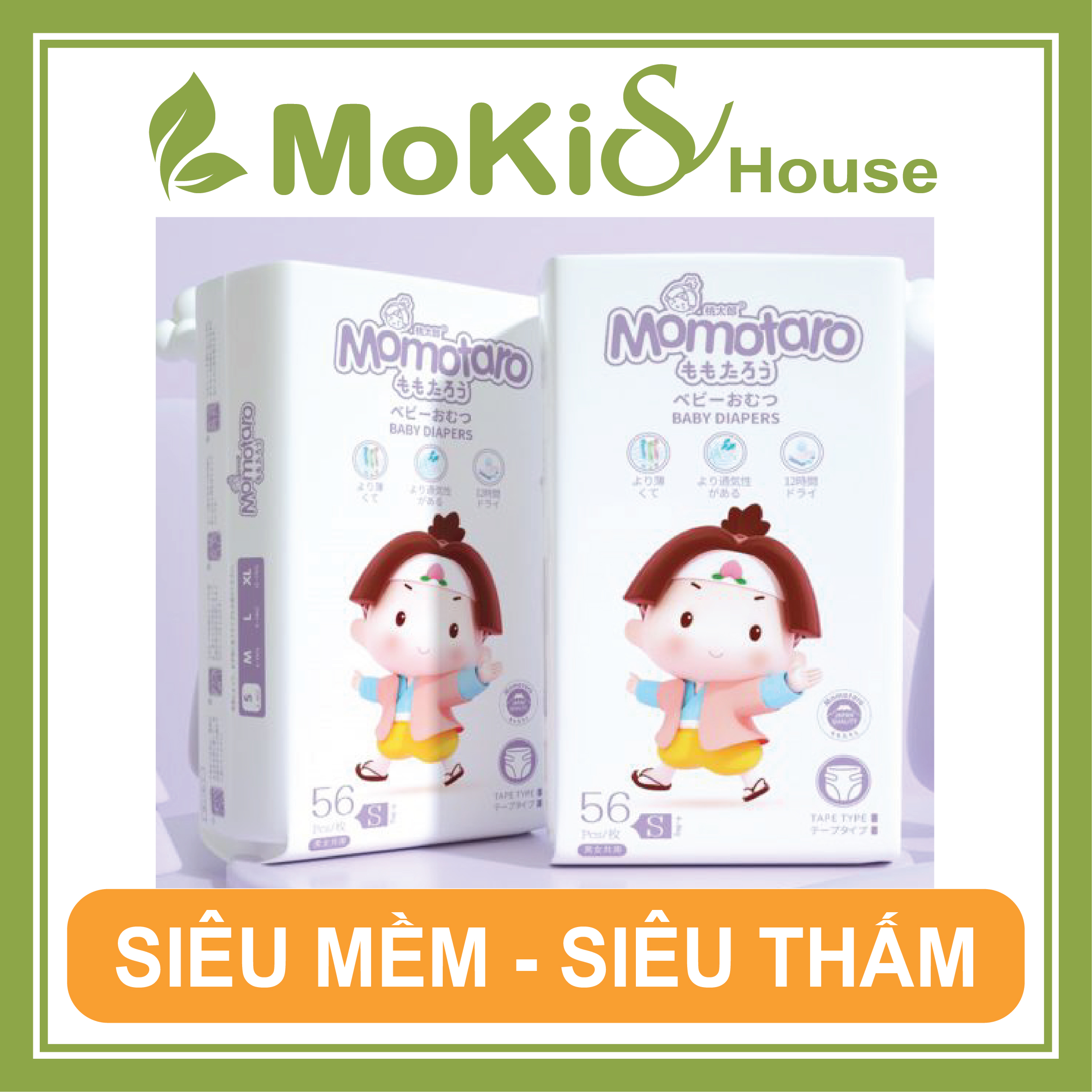 Tã bỉm dán/quần momotaro s112/m96/m92/l84/xl78/xxl72/xxxl70