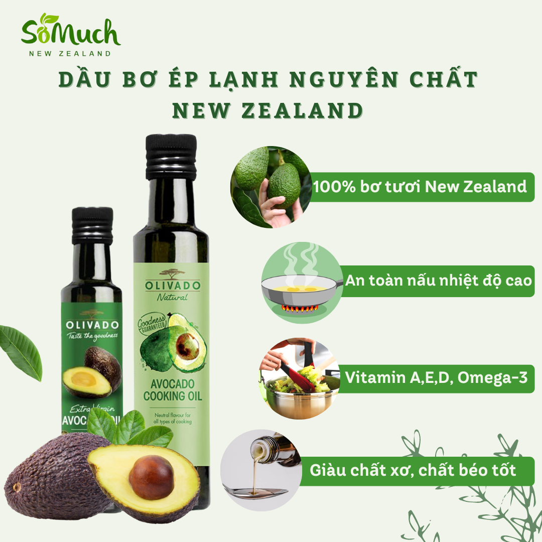 Combo dầu bơ olivado gỉam cân ăn dặm hiệu olivado nhập khẩu new zealand