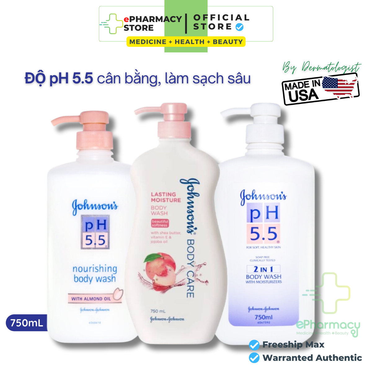 Sữa tắm Johnson's Adult pH 5.5 dưỡng ẩm da dành cho người lớn