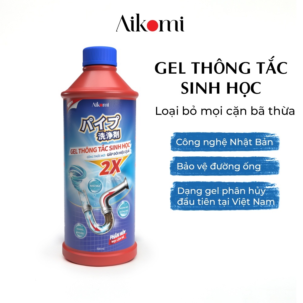 Gel thông tắc cống, ống thoát nước đa năng Aikomi 500ml Thông tắc do chất