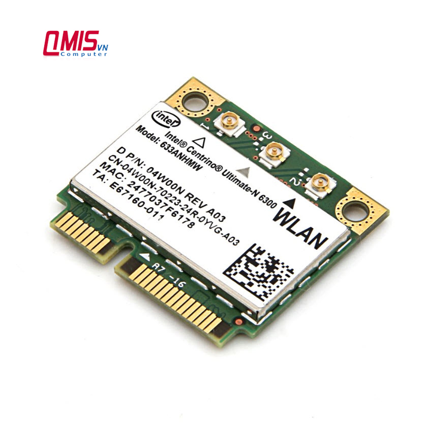 Card Wifi PCI-E 2 Băng tần Intel 6205/6300 thay thế laptop Acer Asus Dell Hp Lenovo Samsung Sony Toshiba - WIFI LAPTOP (KHÔNG KÉN)