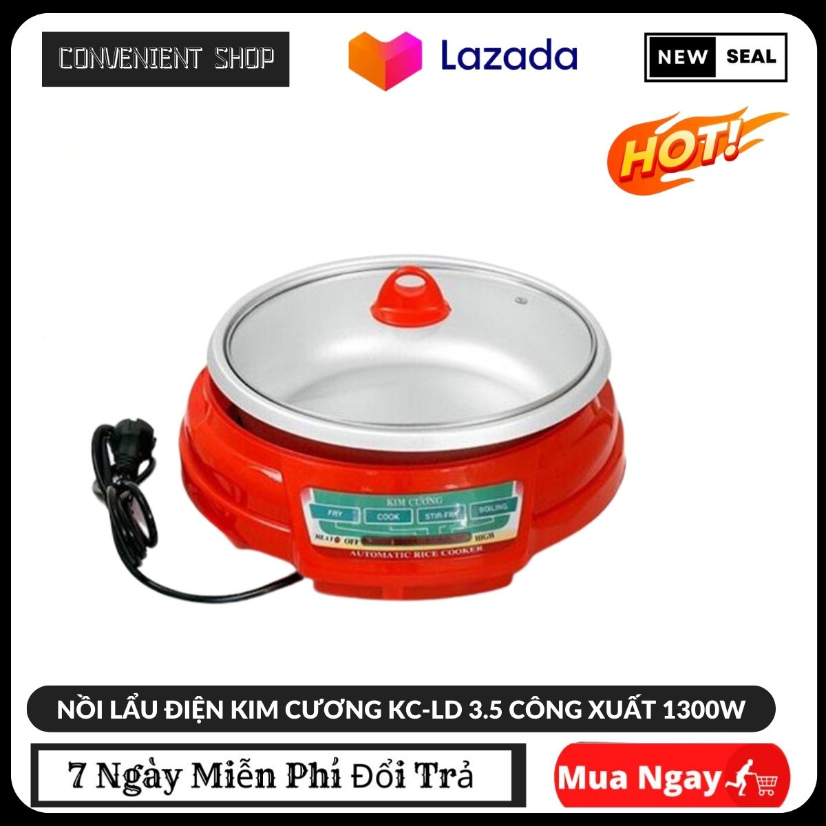Lẩu điện, lẩu điện đa năng. nồi lẩu điện kim cương kc-ld 3.5 công xuất 1300w - nồi lẩu điện, nồi điện đa năng, nồi lẩu điện đa năng - bảo hành 12 tháng.